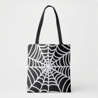 Tote Bag Black Spider Cobweb Happy Halloween