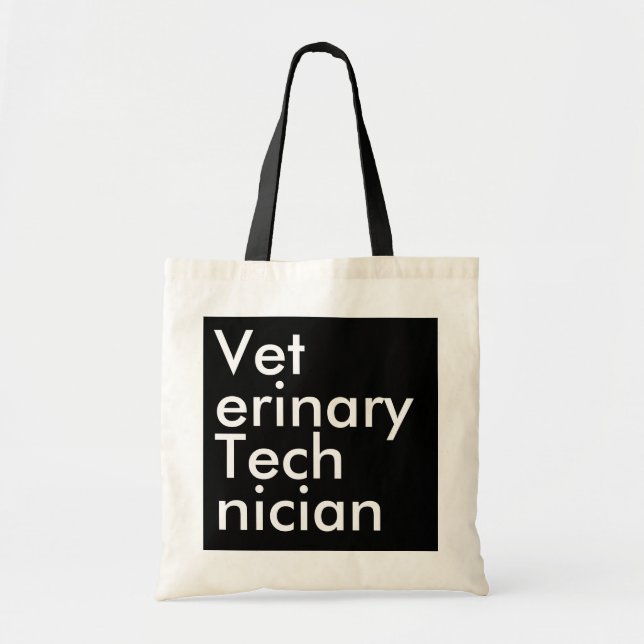 Tote Bag Black Square Veterinary Technician (Devant)