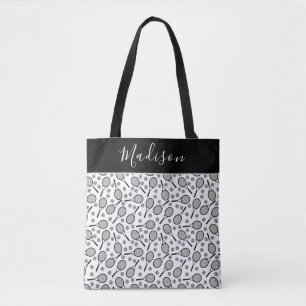 Tote Bag Black Tennis Rackets Balls Sport Ajouter Joueurs N