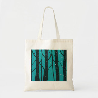 Tote Bag Black Trees Blue