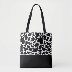 Tote Bag-Black & White Cow Spotted Print