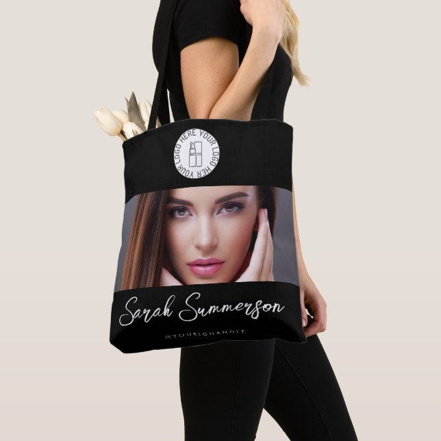 Tote Bag Black White Logo Photo Makeup Studio (De près)