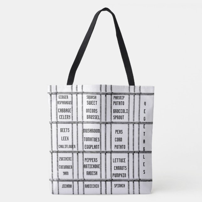 Tote Bag Black & White Vegetables  (Front)