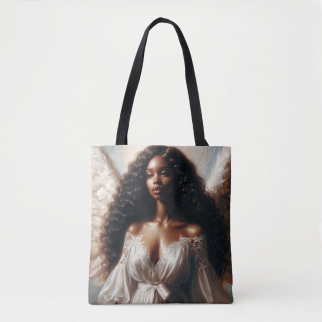 Tote Bag Black Woman Angels Angelcore (Devant)