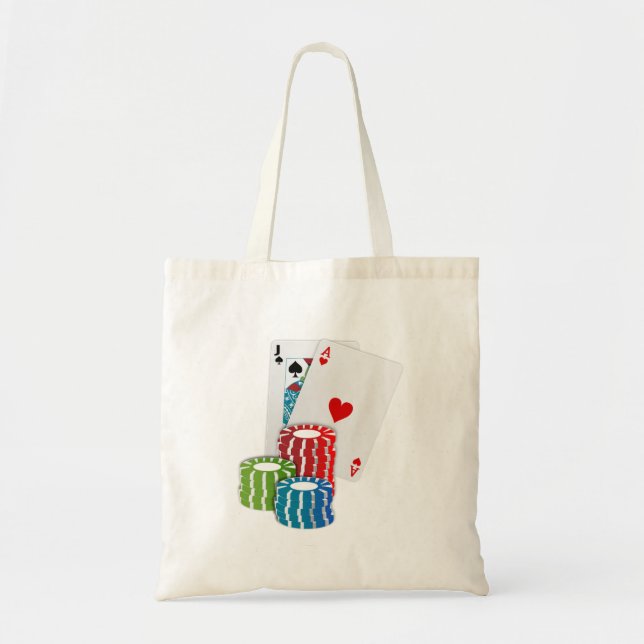 Tote Bag Blackjack avec jetons de poker (Devant)