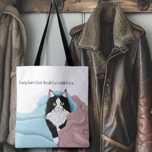 Tote Bag Blanc Noir Tuxedo Couvercles de chat Bleu Pink