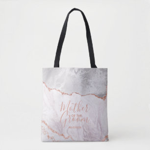 Tote Bag Blanc & Rose Or Agate Marbre Mère de la chambre