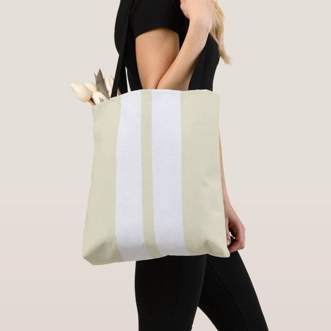 Tote Bag 🏁 Blanc sur Pepper White Racing Stripes (De près)