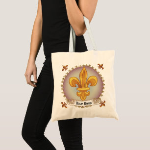 Tote Bag Blason de Famille Fleur De Lis Nom de Famille