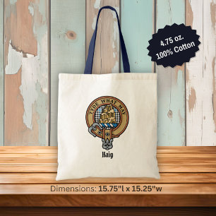 Tote Bag Blason du clan Haig sur tartan à carreaux
