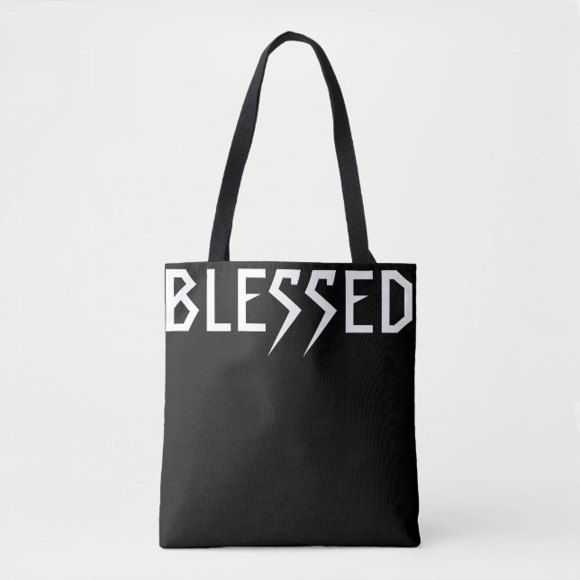 Tote Bag "BLESSED" avec citation : Sprit Lead Me..." (Devant)