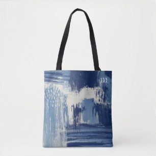 Tote Bag Bleu Abstrait et ivoire