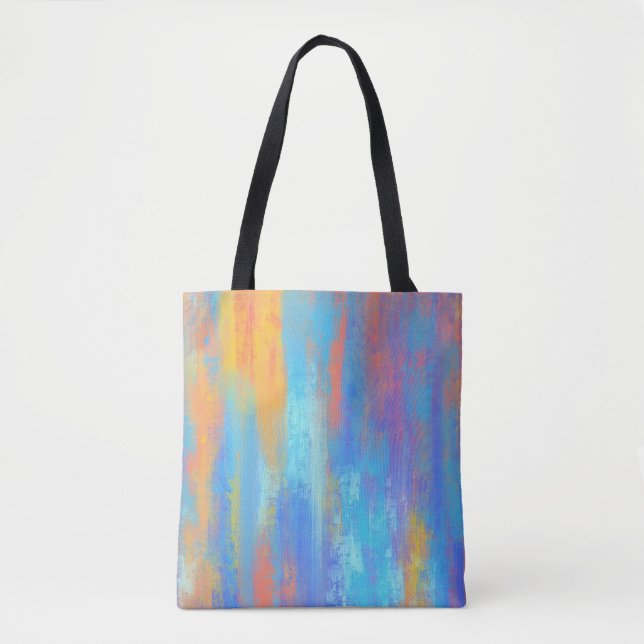 Tote Bag Bleu Abstrait et orange (Devant)