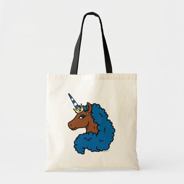 Tote Bag Bleu Afro Unicorn (Devant)