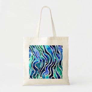 Tote Bag Bleu bijoux et toile Motif verte Fourre-tout