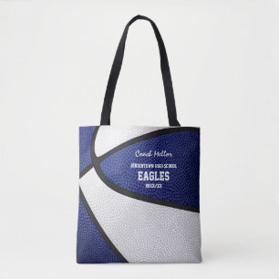 Tote Bag bleu blanc équipe couleurs basketball coach