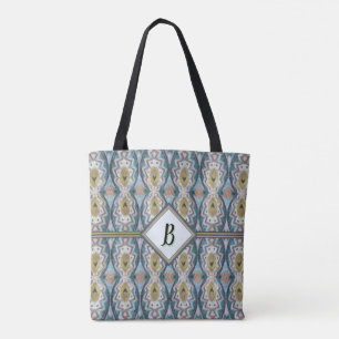 Tote Bag Bleu Boho, Vert & Tan Tribal Inspiré