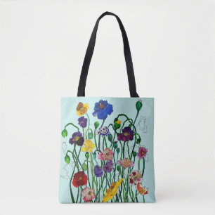 Tote Bag Bleu capricieux d'œuf de canard Coquelicot sauvage