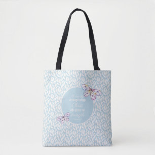 Tote Bag Bleu clair Philippiens 4:13 Papillon