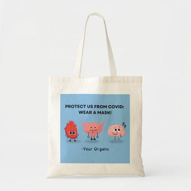 Tote Bag Bleu Clair Protégez-Nous Du Covid (Devant)