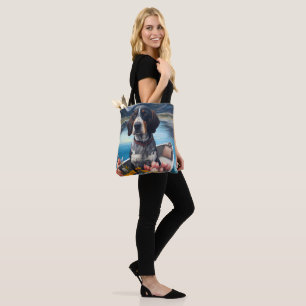 Tote Bag Bleu Coonhound sur une pagaie : une aventure Pitto