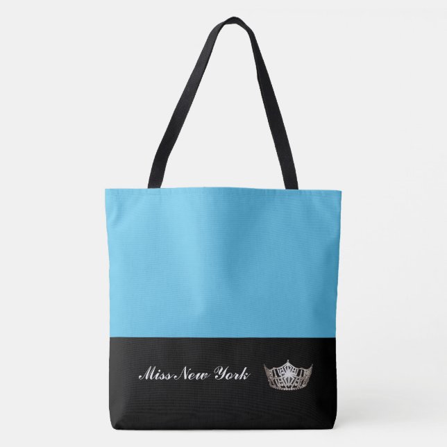 Tote Bag Bleu de Fourre-tout de couronne argentée de Mlle (Devant)