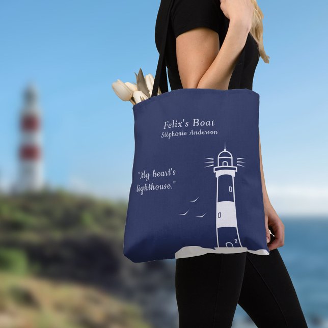 Tote Bag Bleu de la marine phare (Lighthouse Navy Blue Tote Bag)