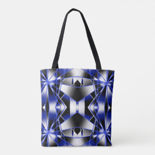 Tote Bag Bleu Dégradé Rempli Mécanique Dessin Mosaïque