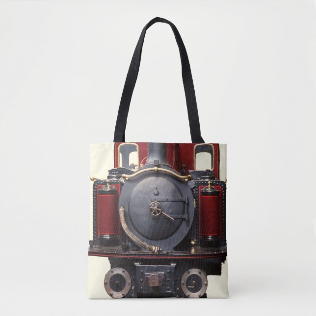 Tote Bag Bleu et train rouge (Devant)