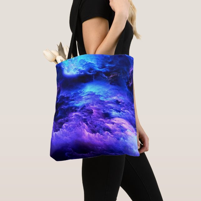 Tote Bag Bleu Et Violet Dans Les Nuages (De près)