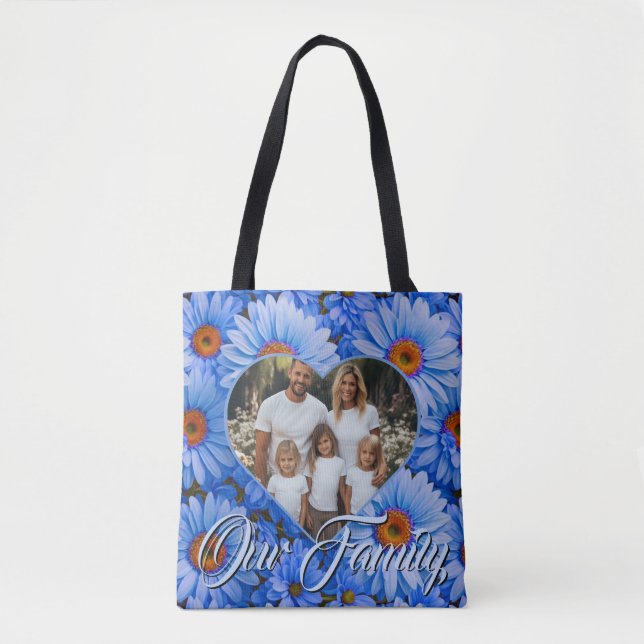 Tote Bag Bleu floral bleu tournesol bleu marguerites photo (Devant)