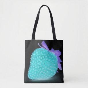 Tote Bag Bleu fraise neon mignon
