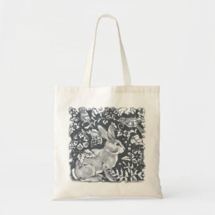 Tote Bag Bleu Gris Lapin Lapin Oiseau Floral Dedham Delft