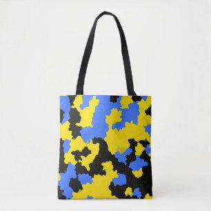Tote Bag Bleu Jaune Noir Conception abstraite