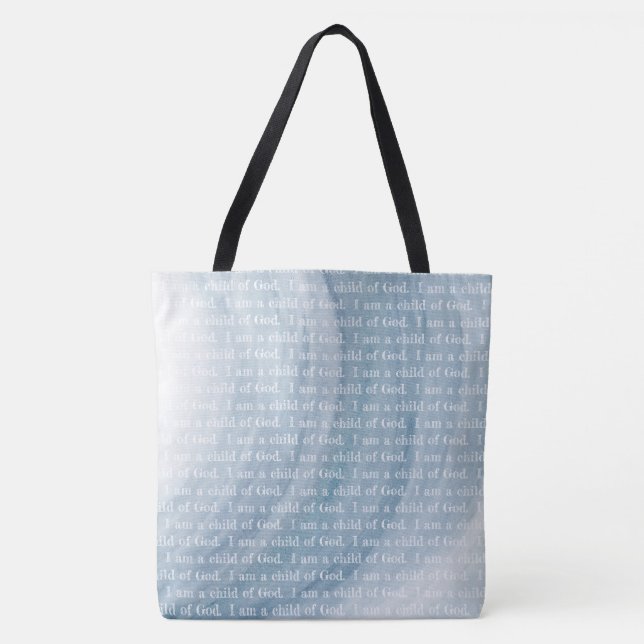 Tote Bag Bleu Je suis un enfant de Dieu Aquarelle (Devant)