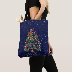 Tote Bag Bleu Kalocsa Matyo Noël folklorique