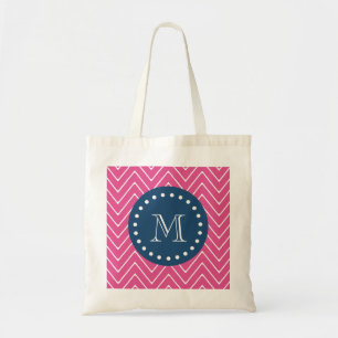 Tote Bag Bleu marine, motif de Chevron de roses indien,