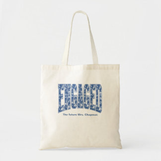 Tote Bag Bleu Marine Toile Fête de Fiançailles de Mariée En