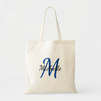 Tote Bag Bleu & Noir Simple Monogramme Classique tendance