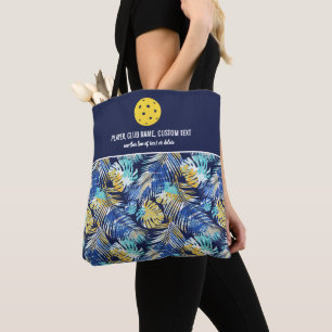 Tote Bag Bleu Palm Tree Motif Pickleball Personnalisé Padd