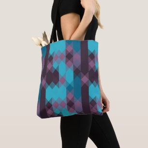 Tote Bag bleu paon, violet, bleu topaze et tonnerre