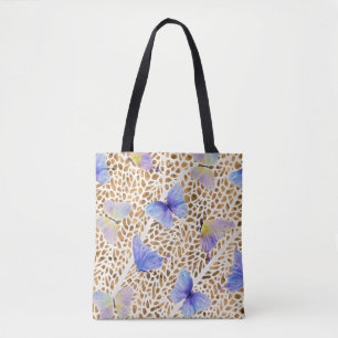 Tote Bag Bleu papillon moderne Ethereal Poster de animal or