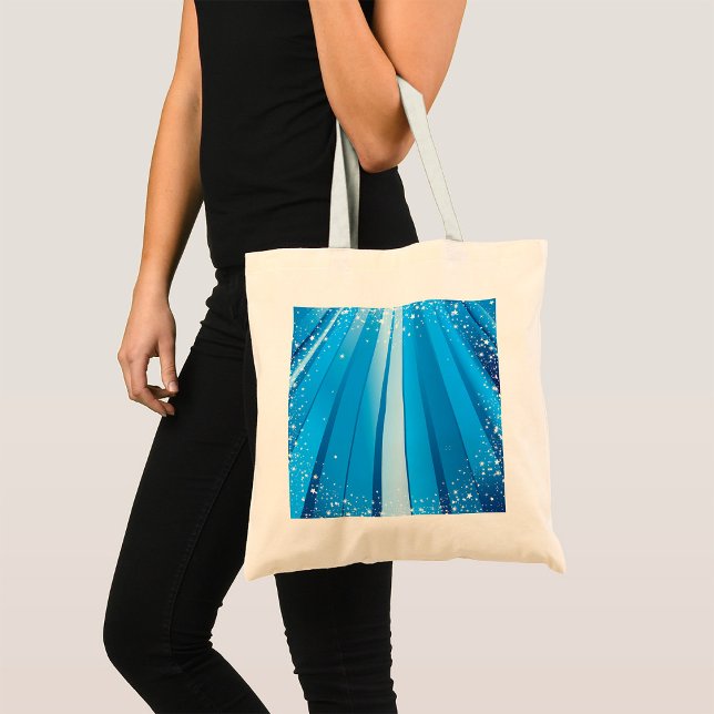 Tote Bag Bleu Starburst Étincelle avec rayons lumineux (Créateur téléchargé)