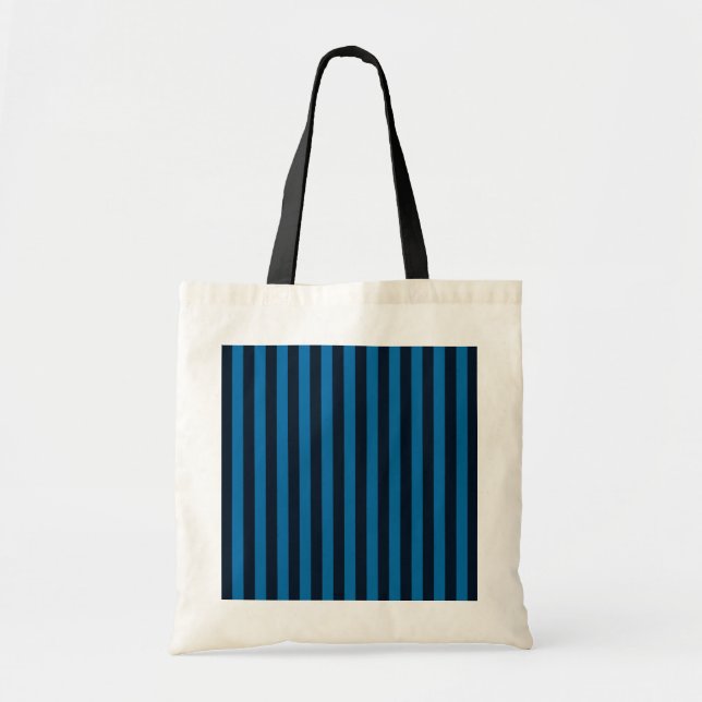 Tote Bag Bleu sur Bleu Vertical Stripes Décor (Devant)
