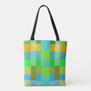 Tote Bag Bleu Vert orange violet Motif crémeux Abstrait