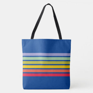 Tote Bag Bleu Vintage arc-en-ciel rétro