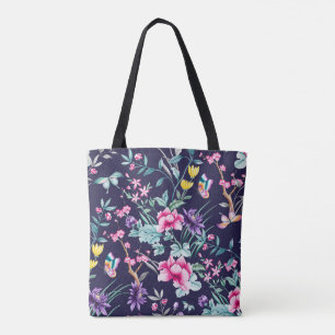 Tote Bag Bleu vintage de papillon d'arc-en-ciel de jardin