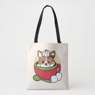 Tote Bag Bliss de cacao d'hiver - Chien mignon en mode Mug