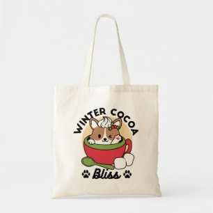 Tote Bag Bliss de cacao d'hiver - Chien mignon en mode Mug
