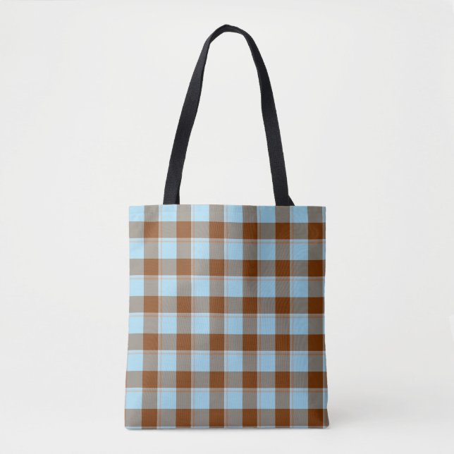 Tote Bag Blizzard Blue and Livid Brown Plaid (Devant)